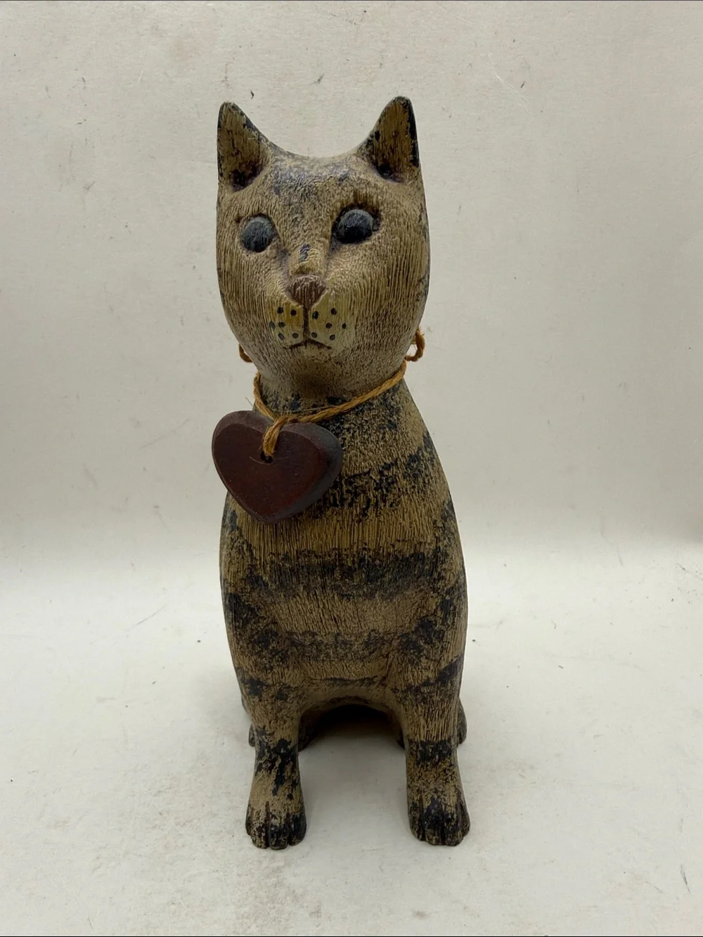 Vtg Signed Pat Croy Primitive Cat Folk Art Rustic Farmhouse Decor Collectible - Picture 1 of 12